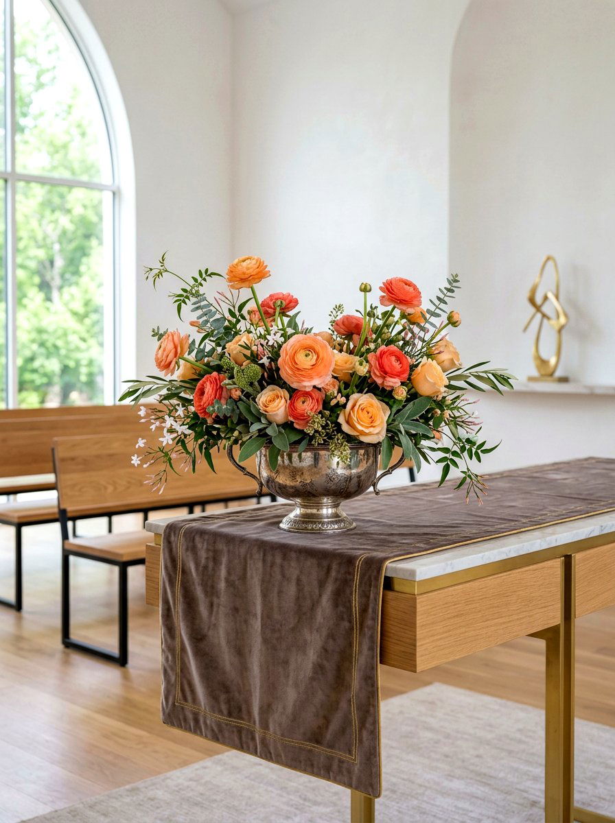Peach Ranunculus Altar Bouquet - 25 Spring Altar Flower Ideas
