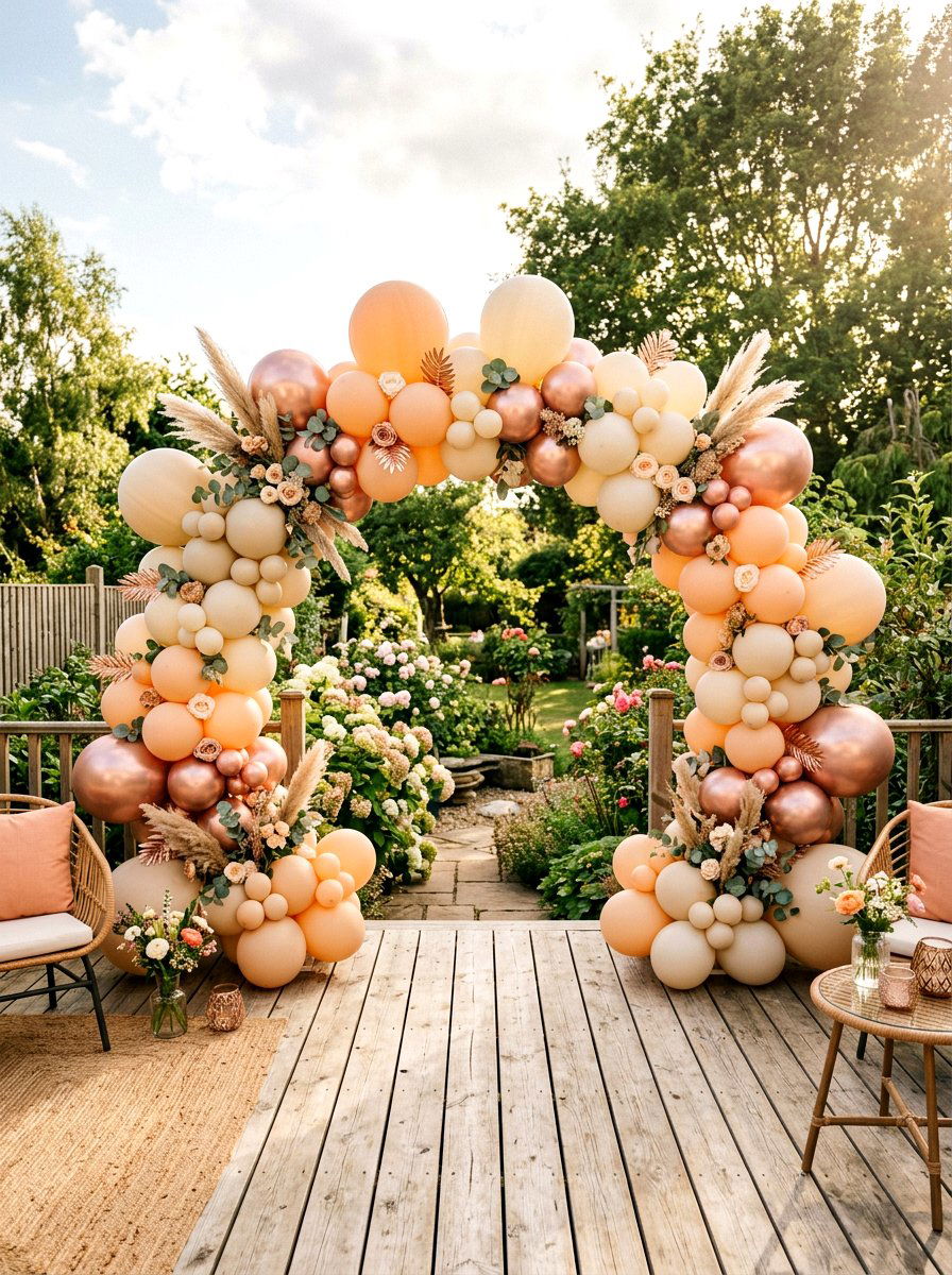 Peach and cream balloon arch - 25 Spring Balloon Arch Ideas