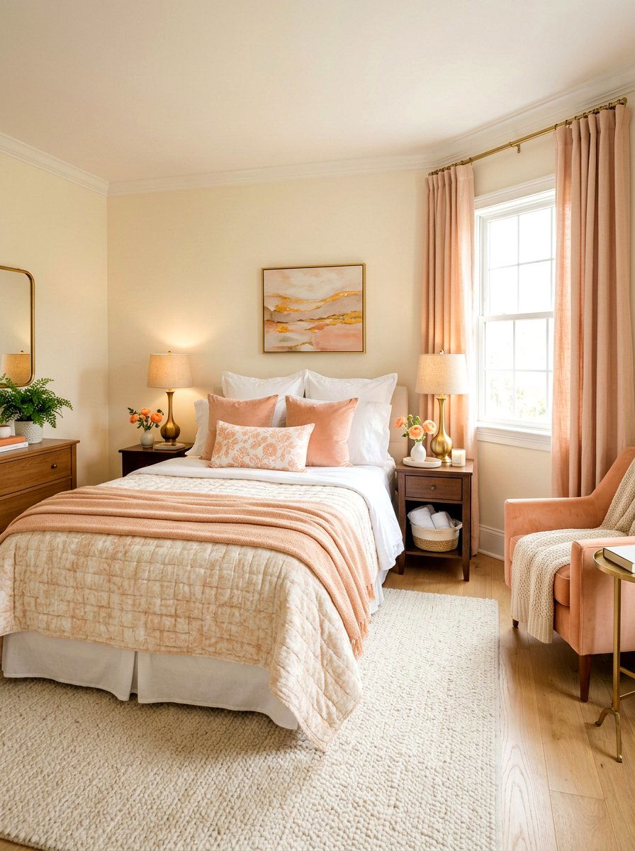 Peaches and Cream Bedroom - 25 Spring Guest Bedroom Decor Ideas