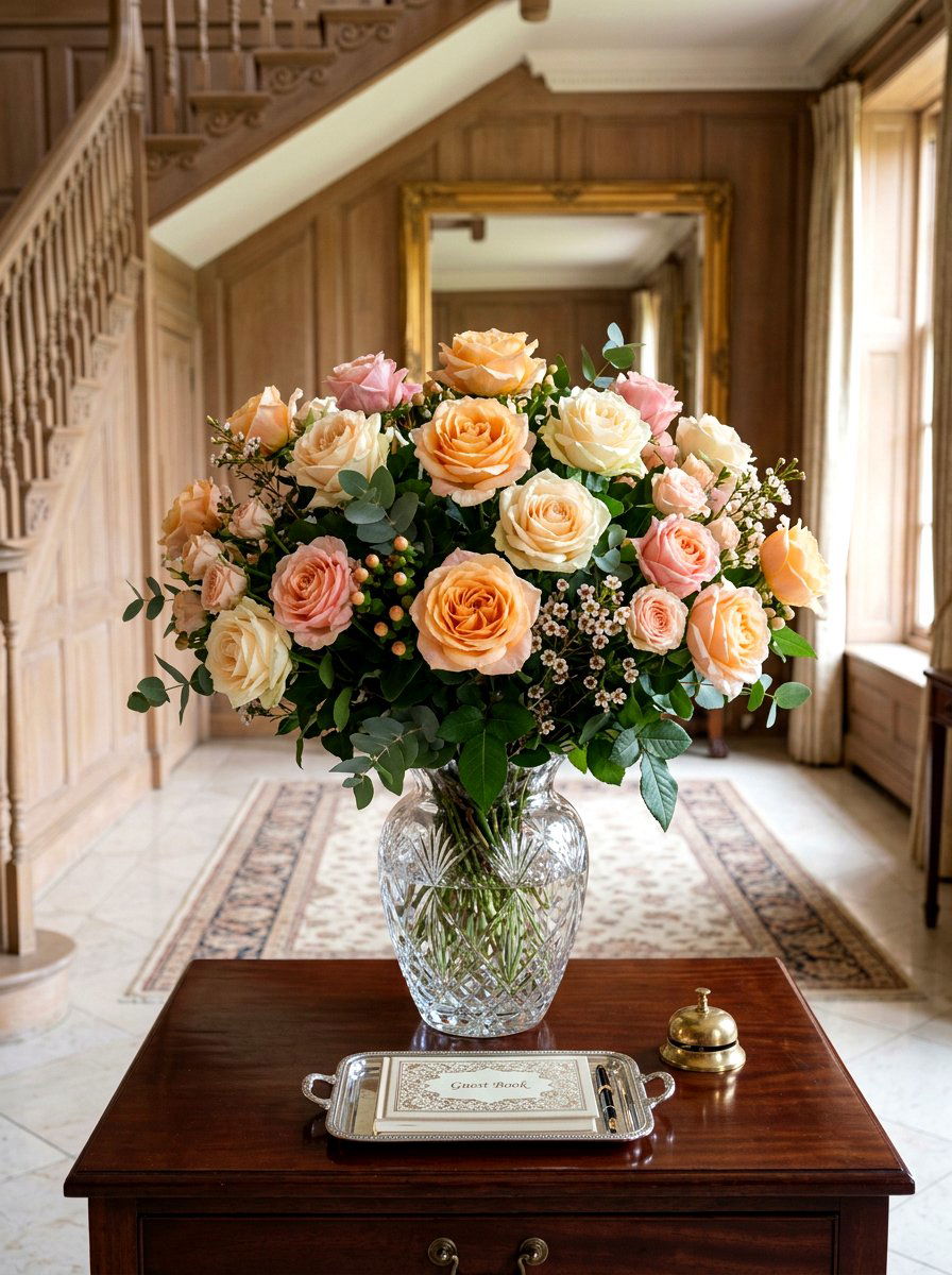 Peaches and cream roses - 25 Spring Faux Flower Arrangement Ideas