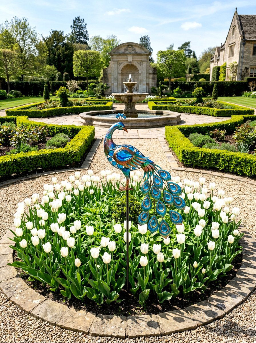 Peacock Garden Stake - 25 Spring Garden Animal Decor Ideas