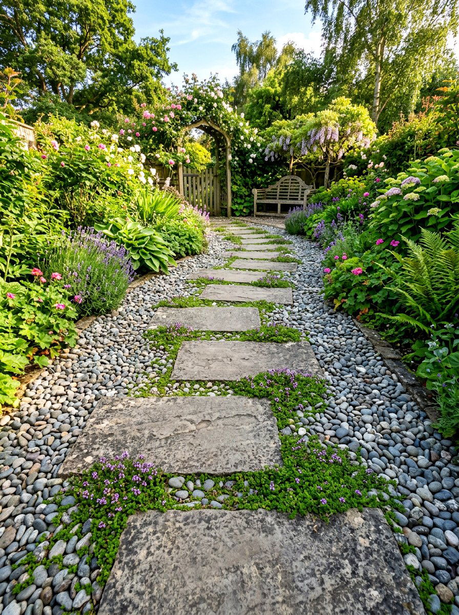 Pebble Garden Path - 25 Spring Rock Garden Ideas