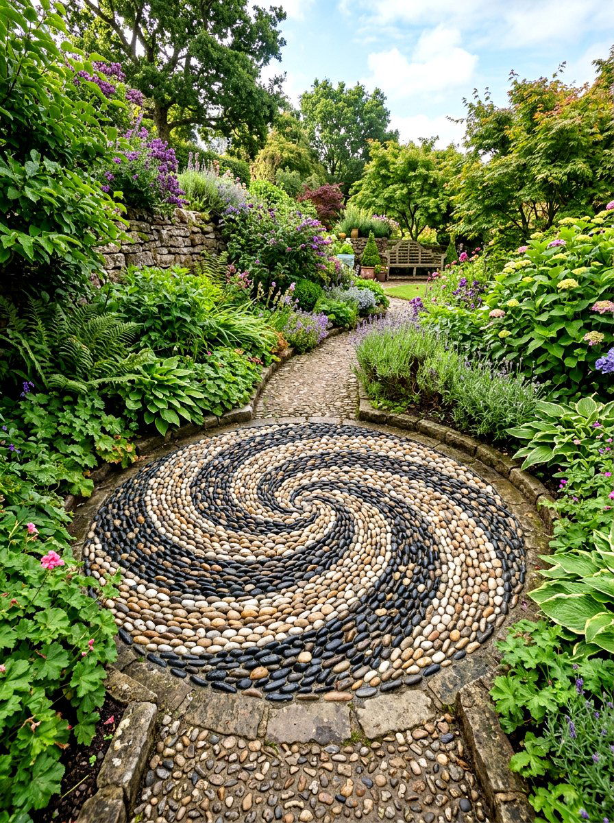Pebble Mosaic Garden Art - 25 Spring Stone Garden Decor Ideas