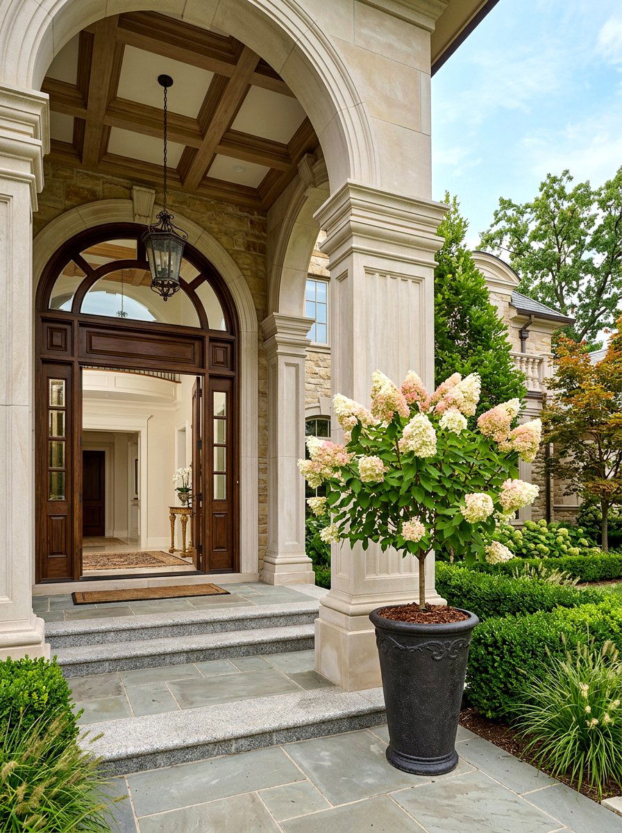 PeeGee Hydrangea Tall Tapered Pot - 25 Spring Hydrangea Planter Ideas