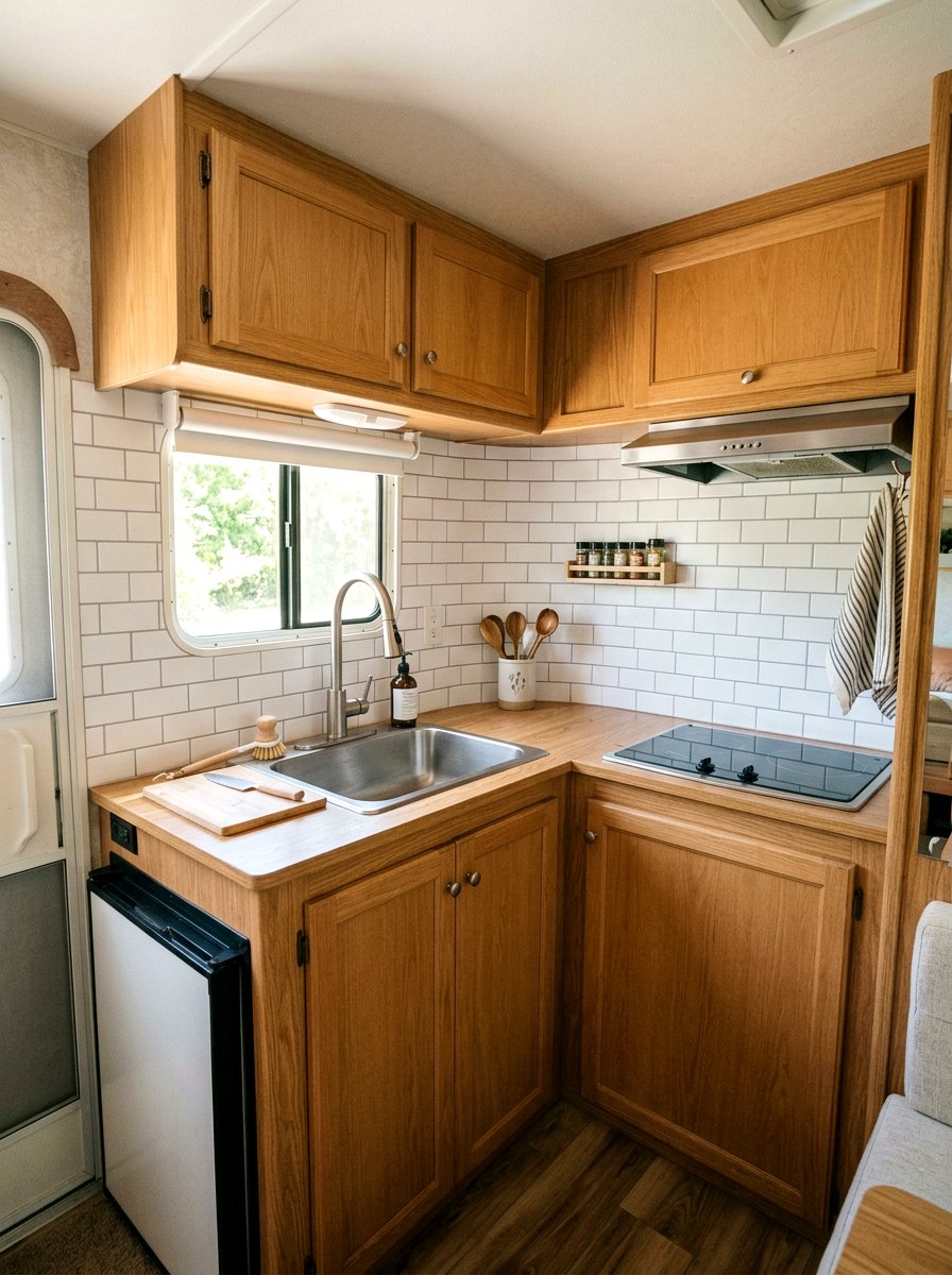 Peel And Stick Backsplash - 25 Spring RV Decor Ideas