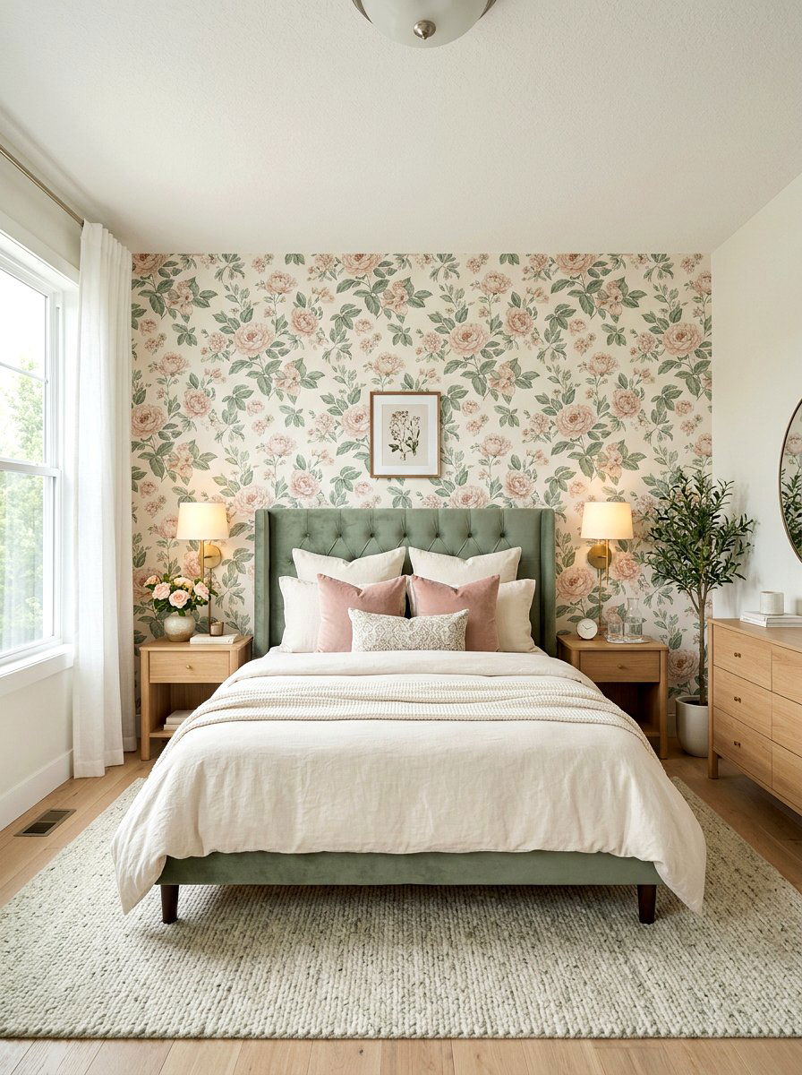 Peel And Stick Floral Wallpaper - 25 Spring Rental Friendly Decor Ideas