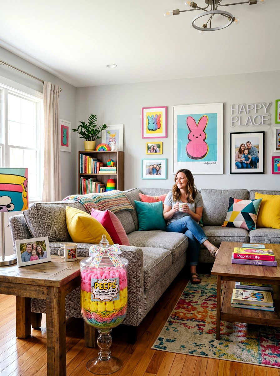 Peeps marshmallow jar display - 25 Spring Candy Jar Ideas