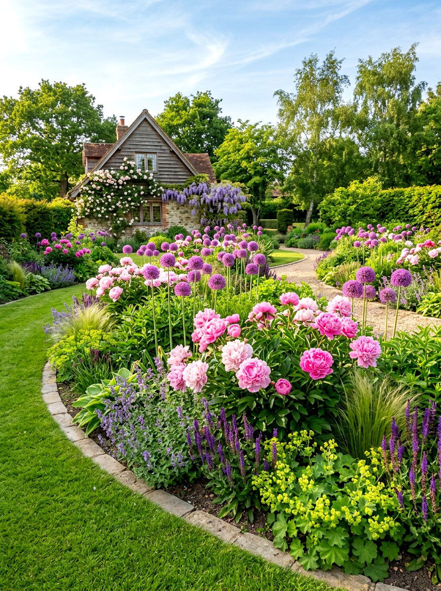 Peony And Allium Garden - 25 Spring Peony Garden Ideas
