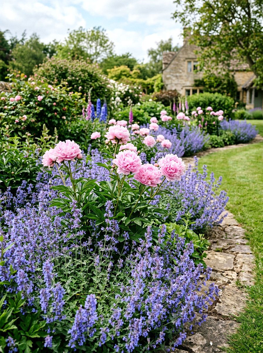 Peony And Catmint Garden - 25 Spring Peony Garden Ideas