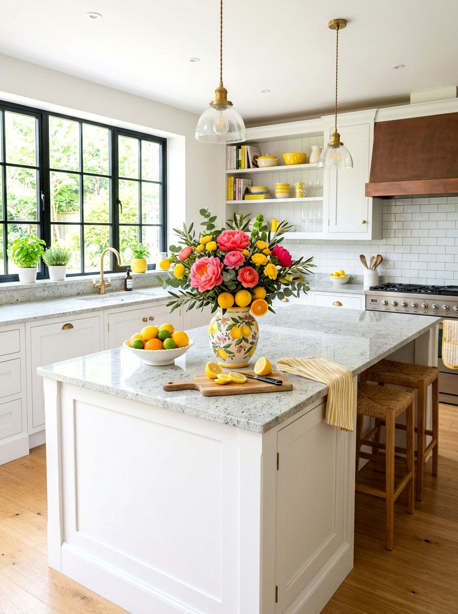 Peony And Citrus Vase - 25 Spring Peony Arrangement Ideas