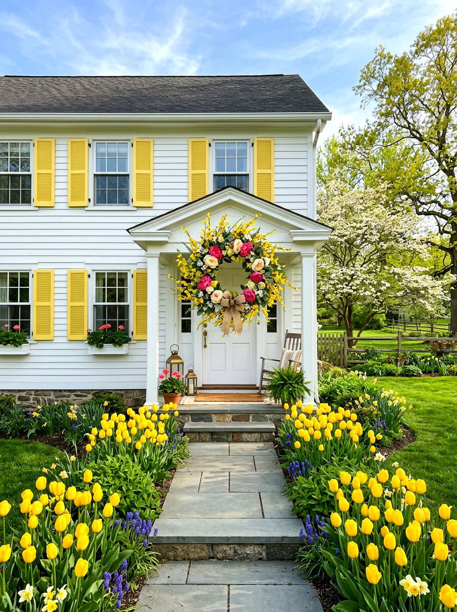 Peony And Forsythia Wreath - 25 Spring Peony Wreath Ideas