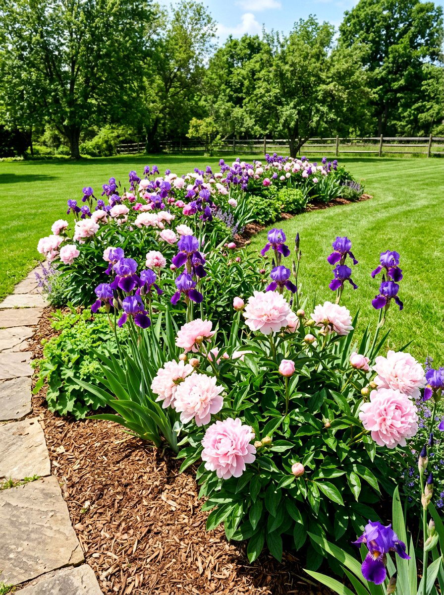 Peony And Iris Garden Bed - 25 Spring Peony Garden Ideas