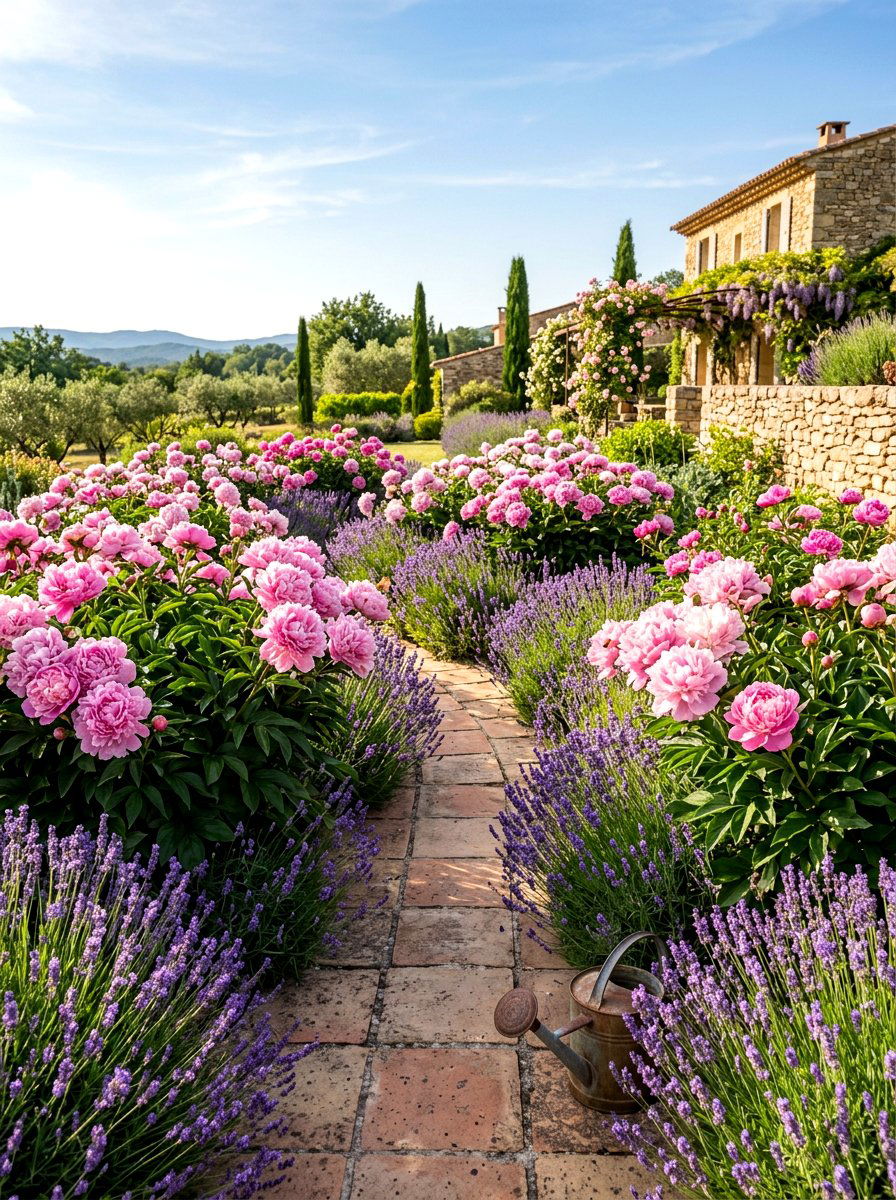 Peony And Lavender Garden - 25 Spring Peony Garden Ideas