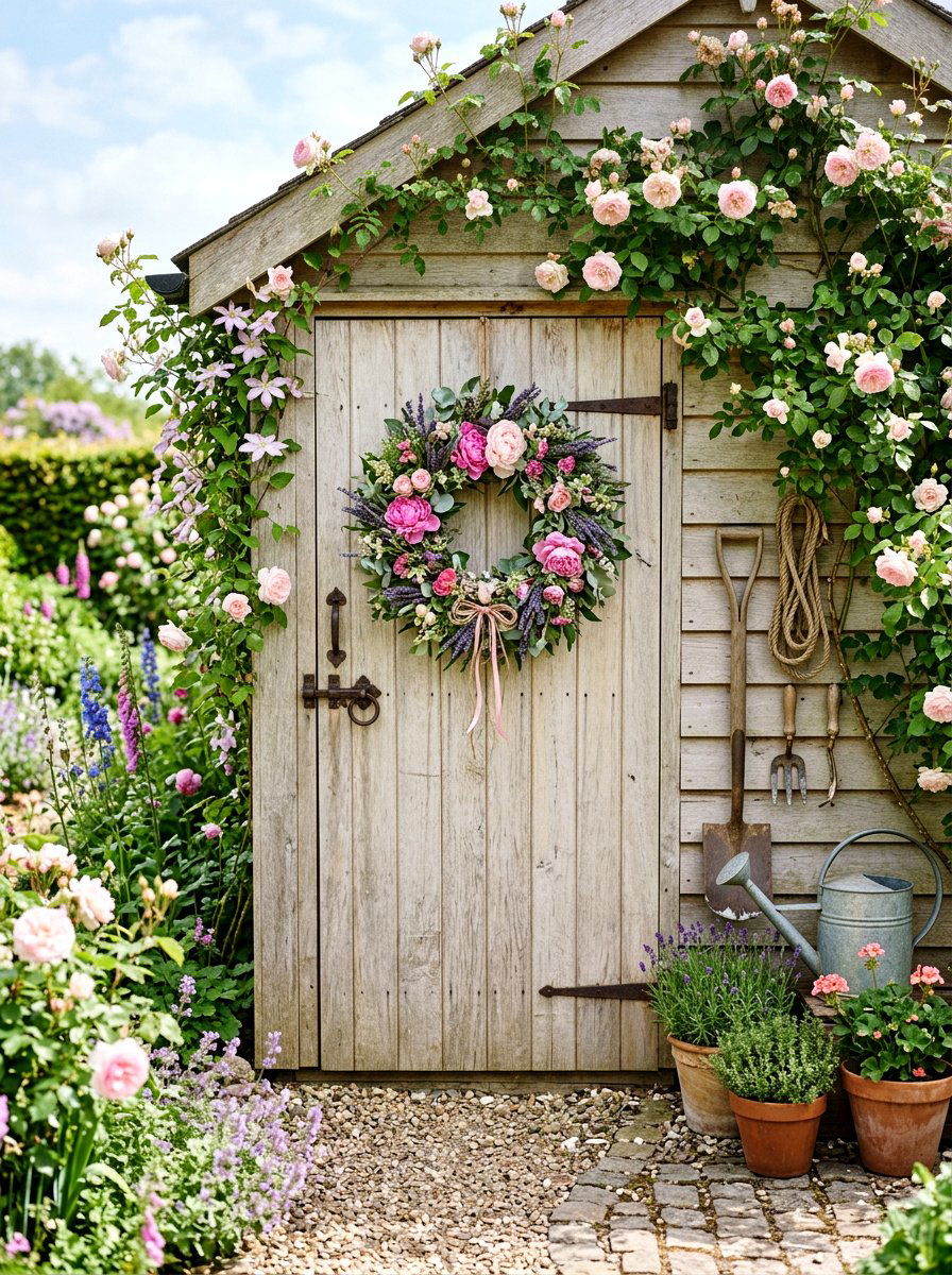 Peony And Lavender Wreath - 25 Spring Peony Wreath Ideas