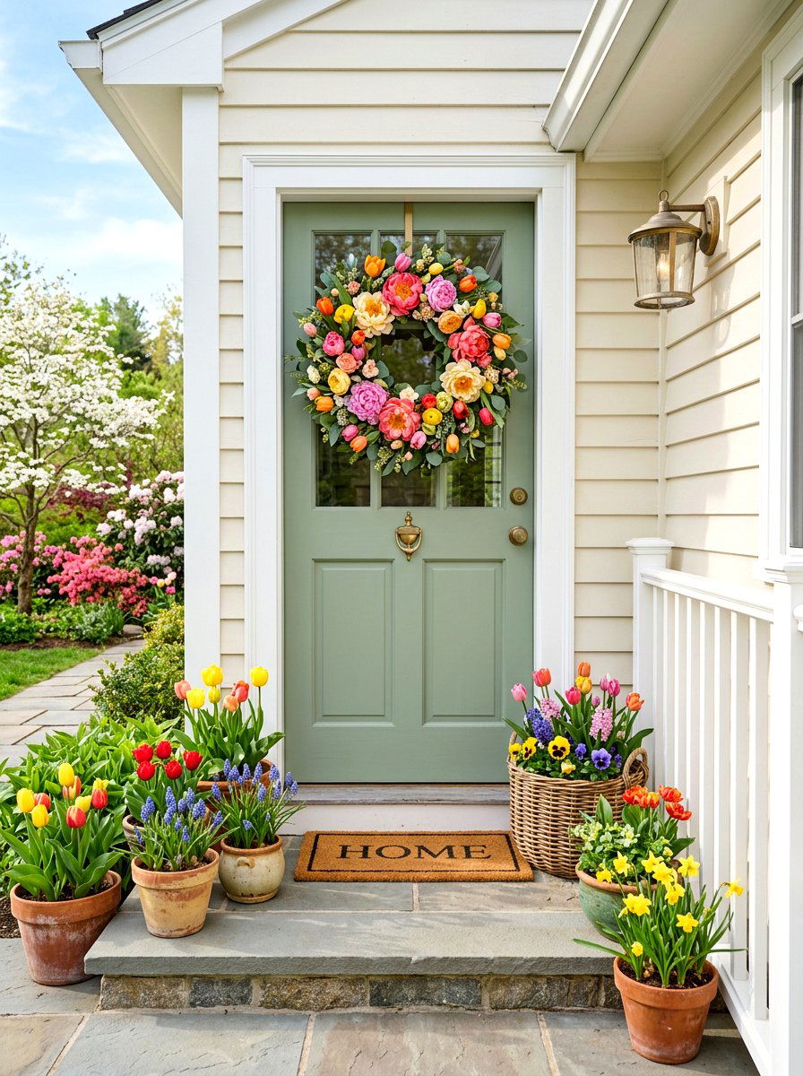 Peony And Tulip Wreath - 25 Spring Peony Wreath Ideas