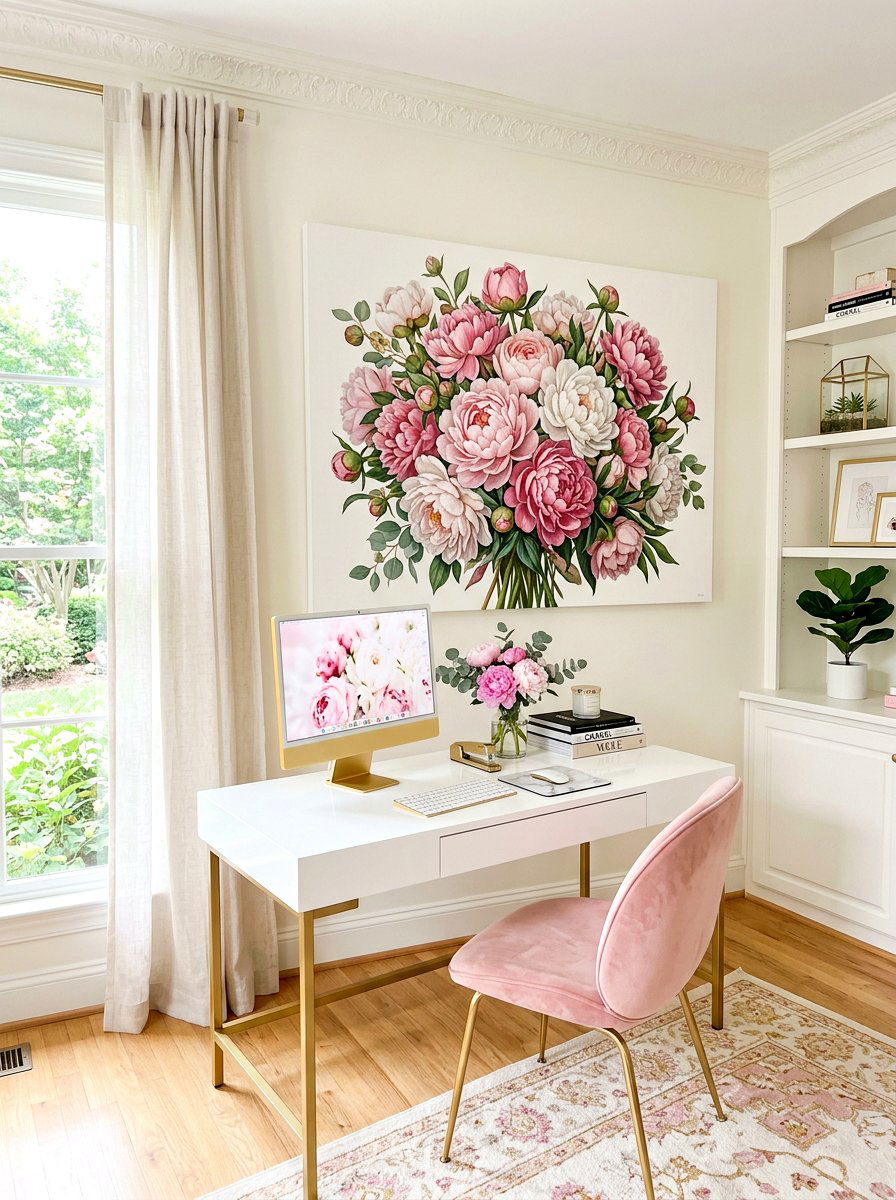 Peony Bouquet Wall Art - 25 Spring Canvas Art Ideas