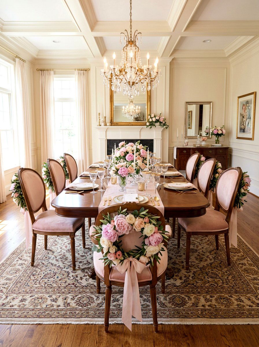 Peony Chair Wreath - 25 Spring Chair Back Wreath Ideas