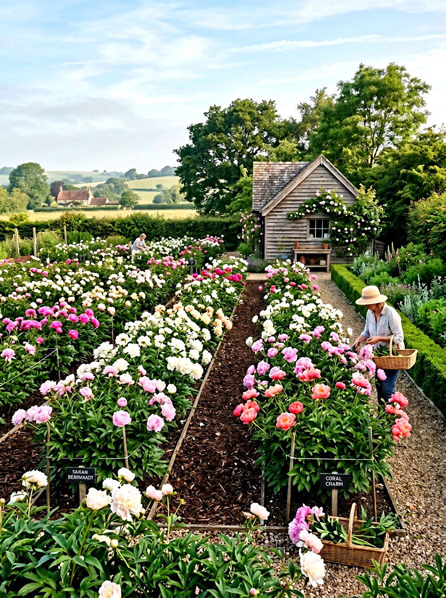 Peony Cutting Garden - 25 Spring Peony Garden Ideas