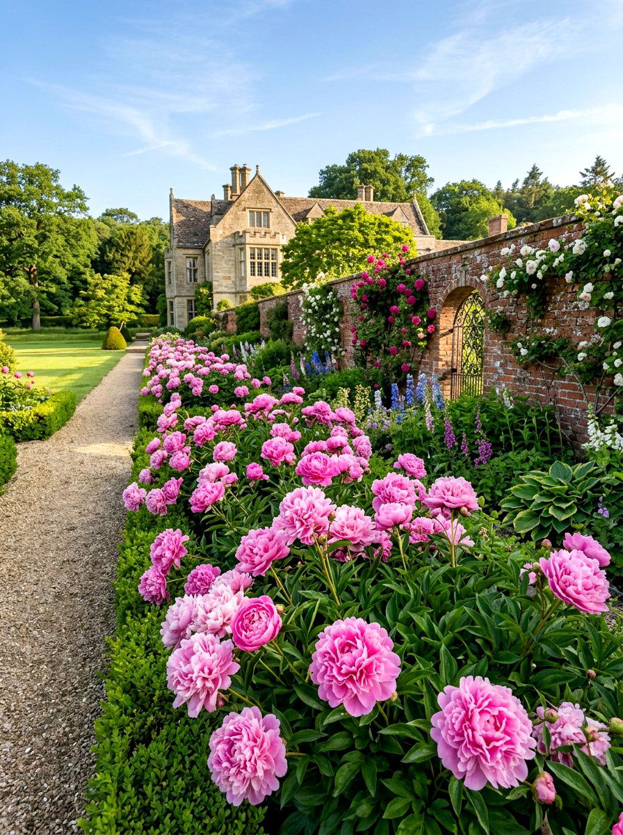 Peony Flower Border - 25 Spring Flowering Plant Ideas