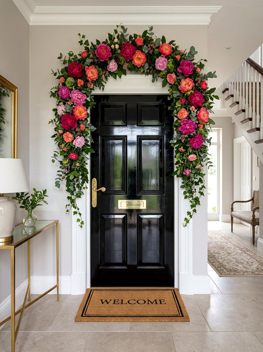 Peony Front Door Garland - 25 Spring Door Garland Ideas