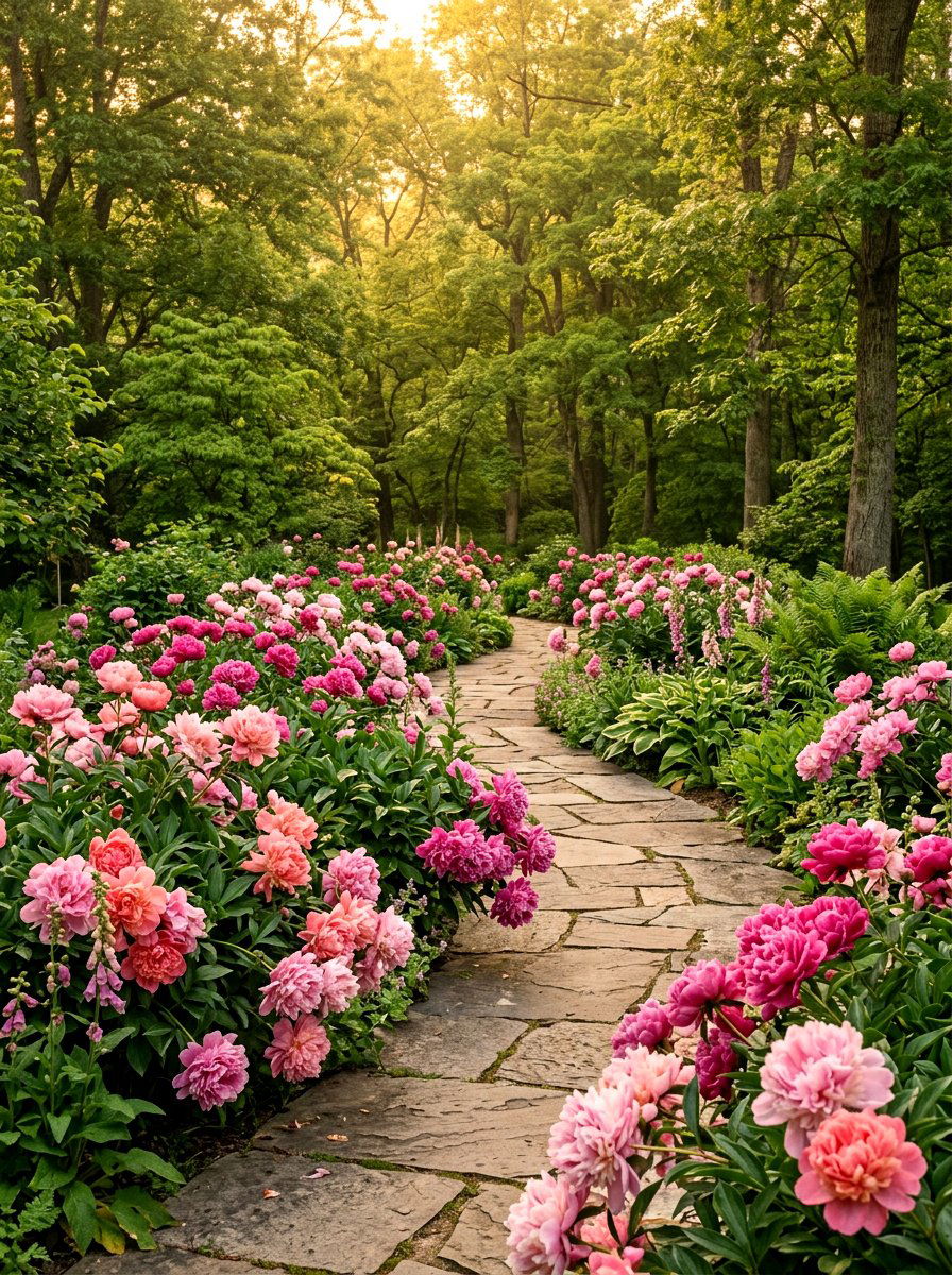Peony Garden Path - 25 Spring Peony Garden Ideas
