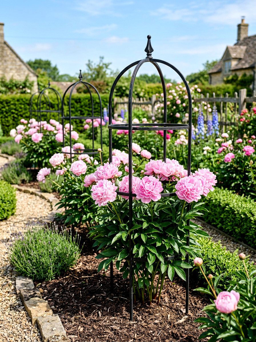 Peony Garden Support Structures - 25 Spring Peony Garden Ideas