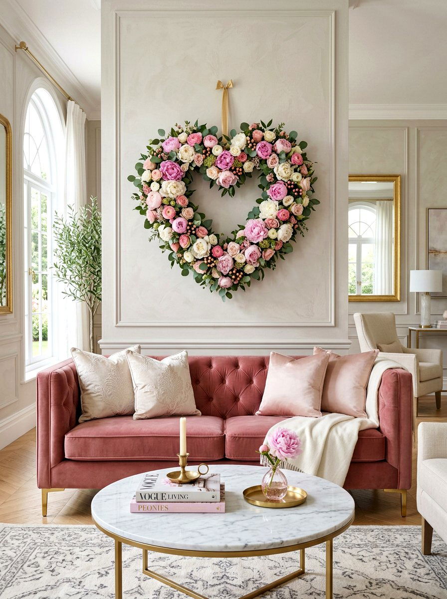 Peony Heart Wreath - 25 Spring Heart Wreath Ideas
