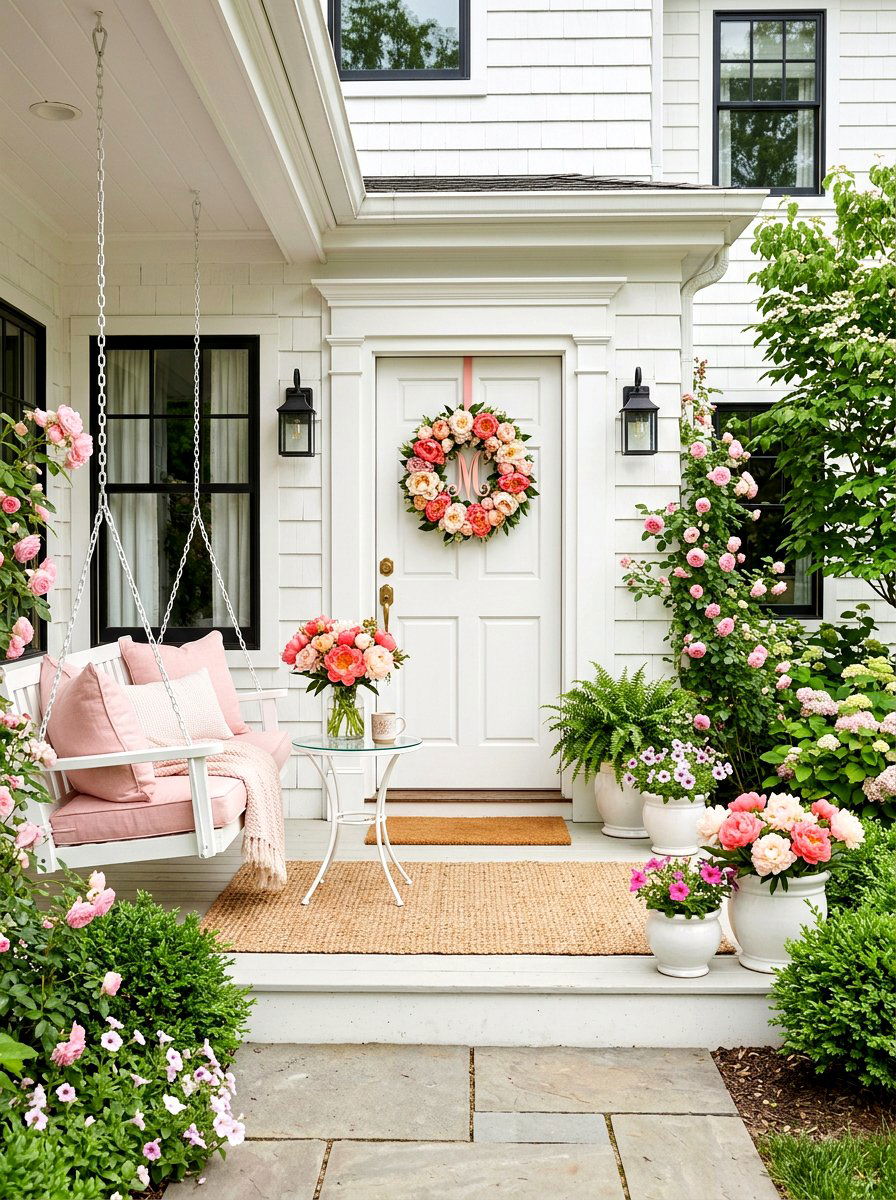 Peony Monogram Door Decor - 25 Spring Initial Wreath Ideas