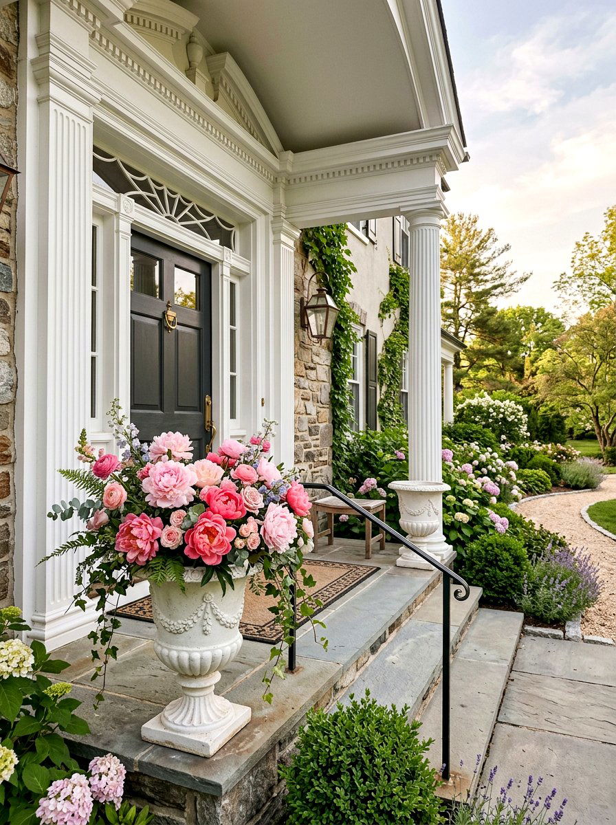 Peony Porch Urn - 25 Spring Porch Urn Ideas