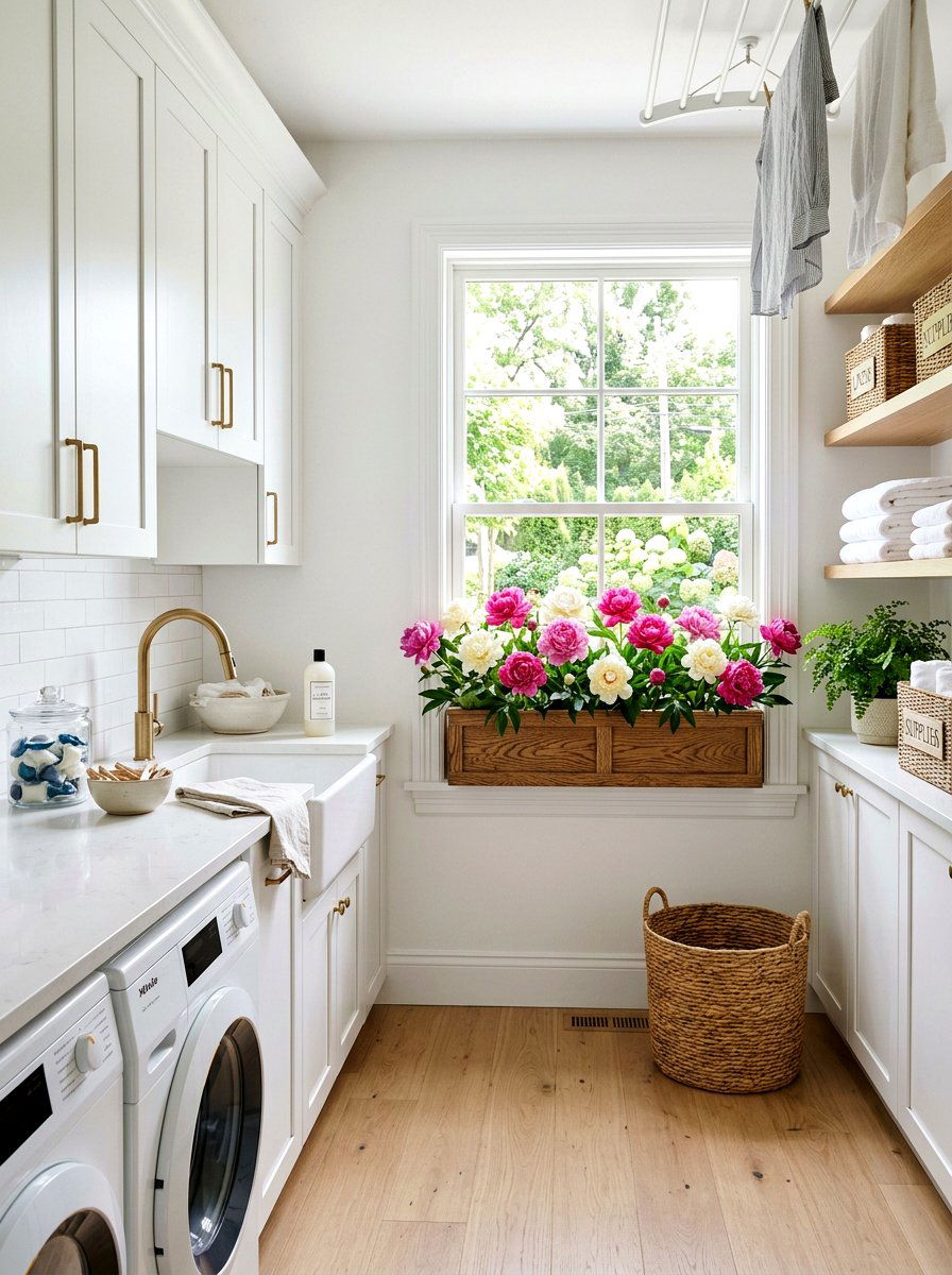 Peony Windowsill Box - 25 Spring Peony Arrangement Ideas