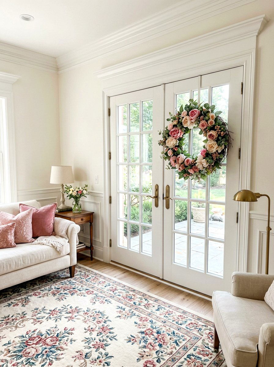 Peony Wreath - 25 Spring French Door Decor Ideas