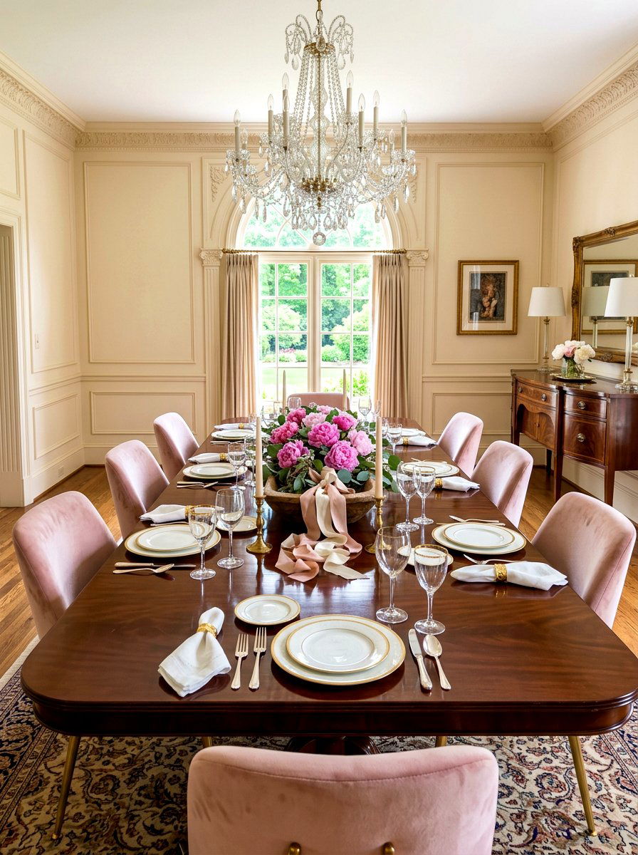 Peony and Ribbon Tabletop - 25 Spring Dough Bowl Decor Ideas