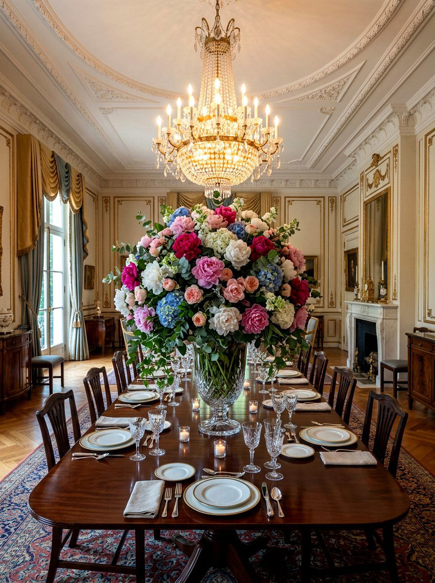 Peony and hydrangea centerpiece - 25 Spring Peony Centerpiece Ideas