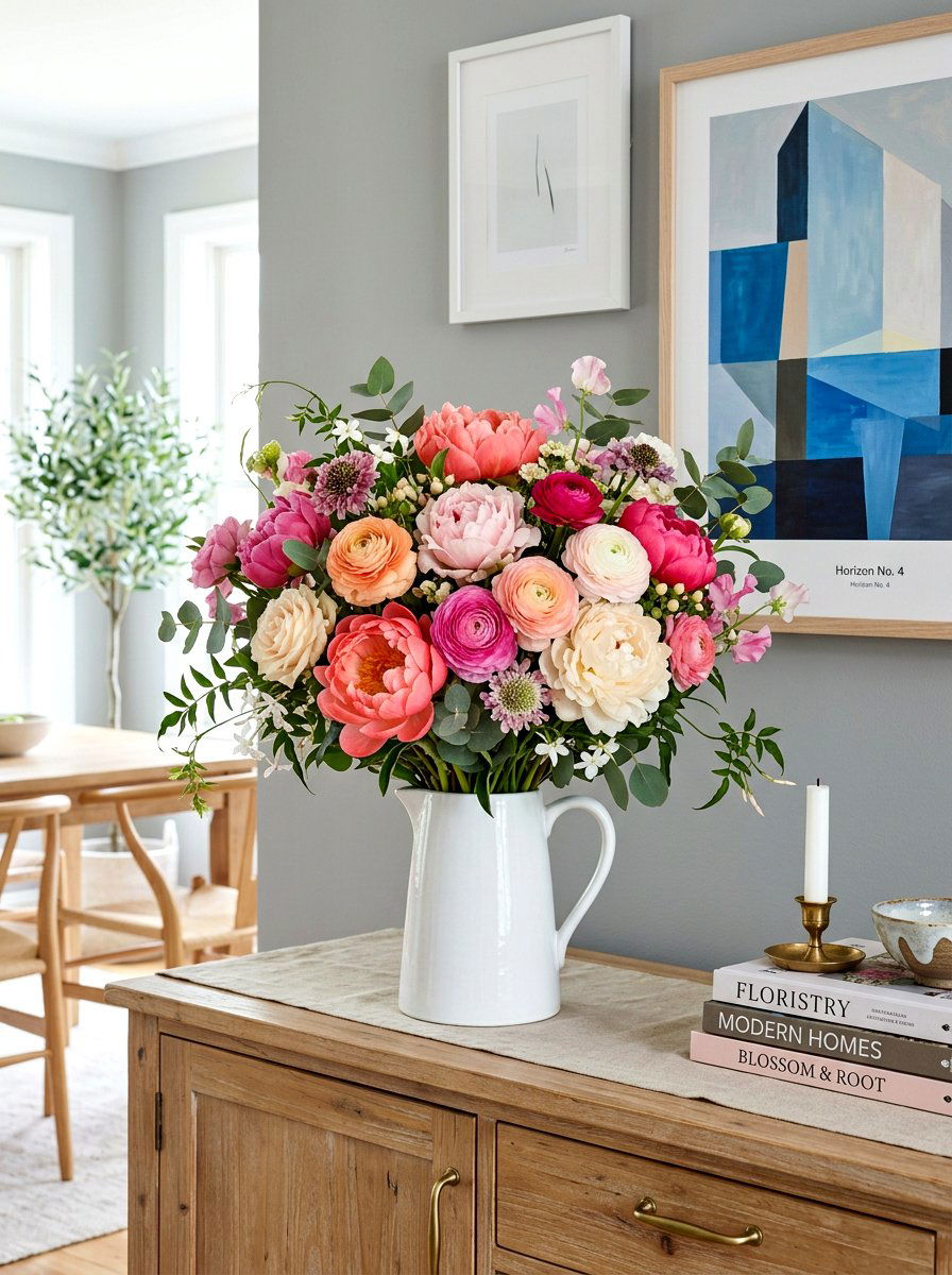 Peony and ranunculus bouquet - 25 Spring Peony Centerpiece Ideas