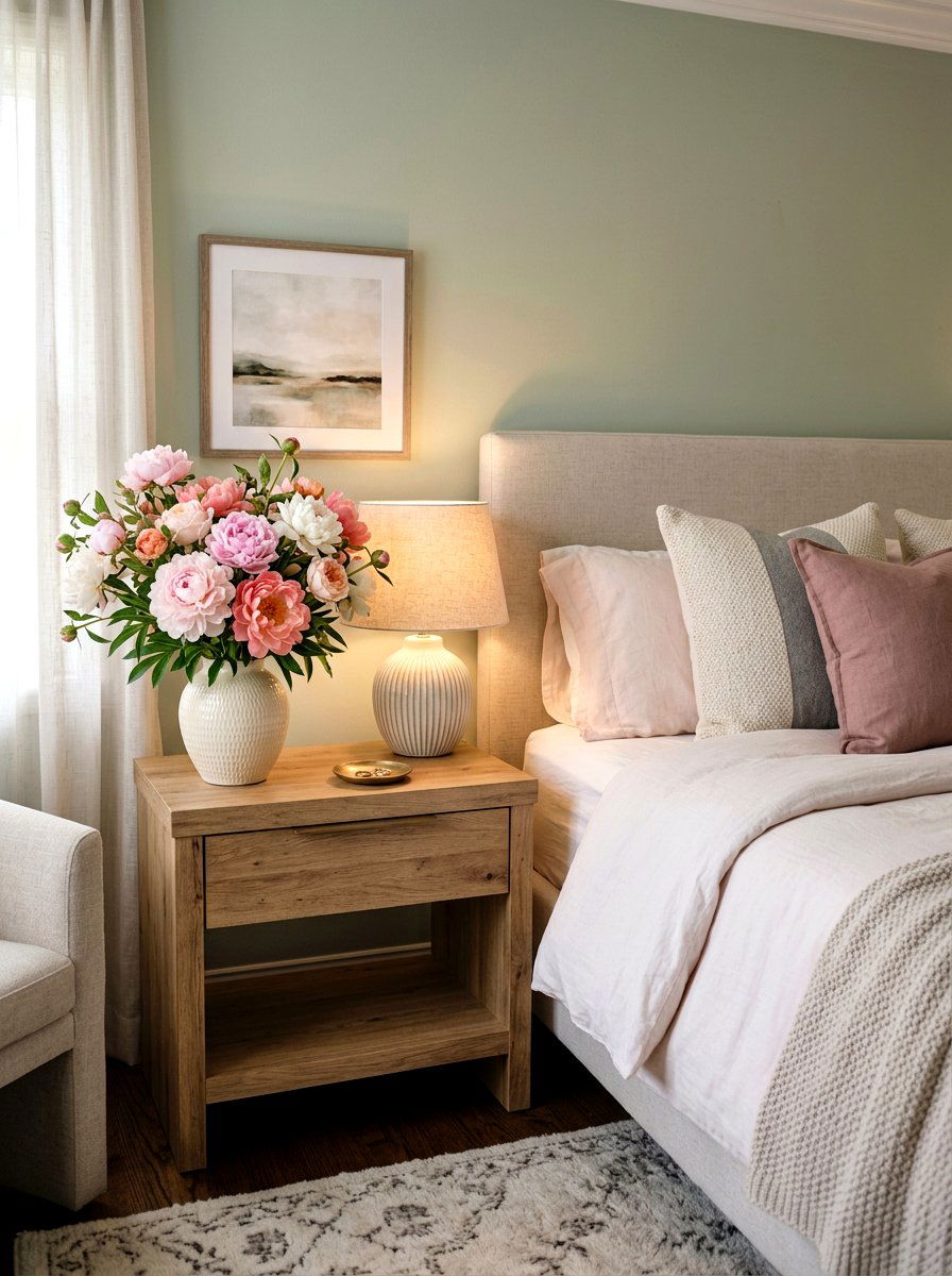 Peony bouquet for bedside table - 25 Spring Floral Decor Ideas
