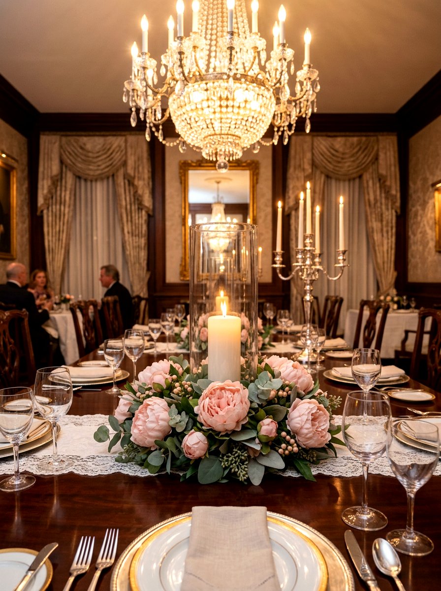 Peony candle ring - 25 Spring Candle Wreath Ideas