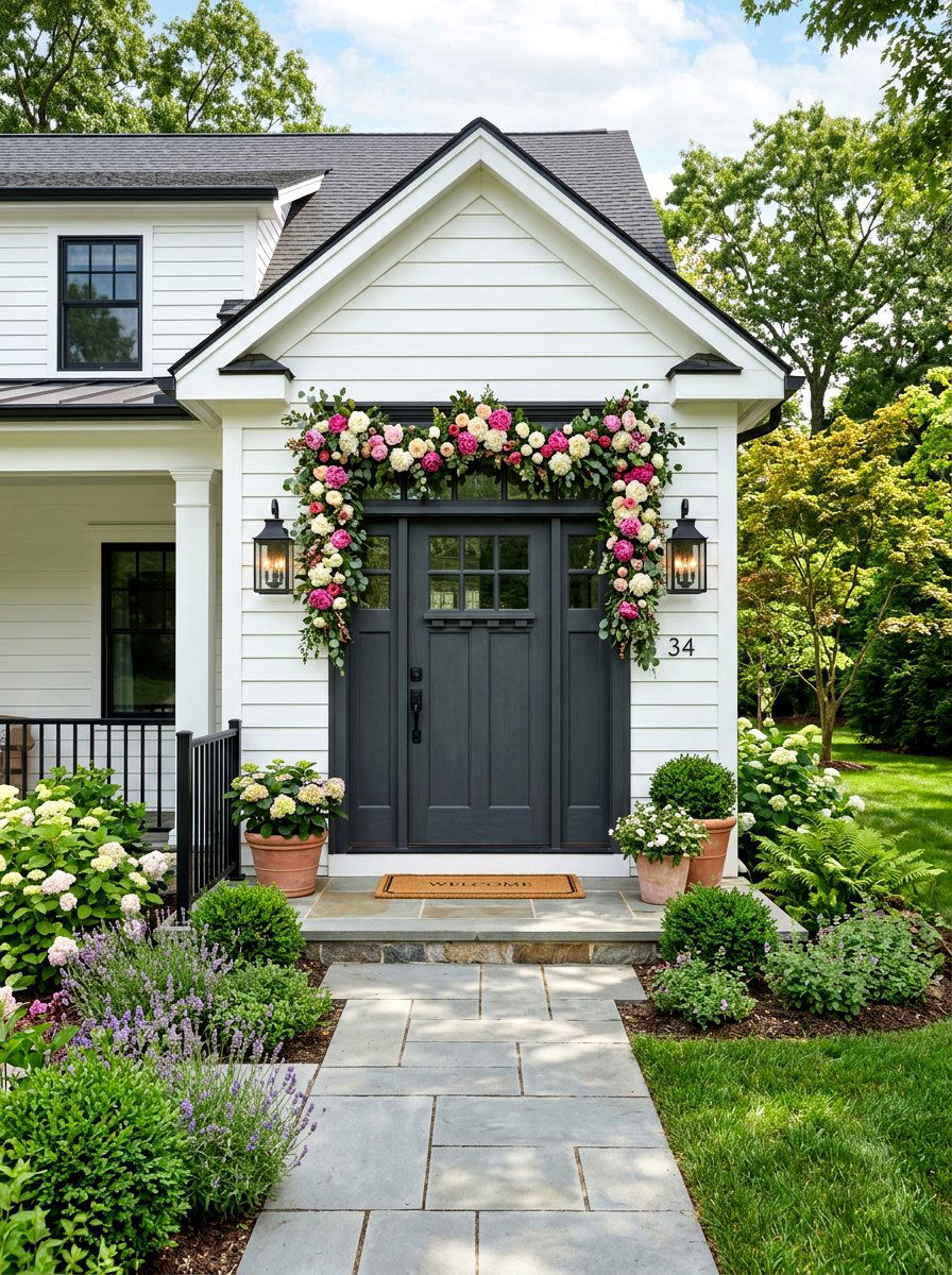Peony door garland - 25 Spring Flower Garland Ideas