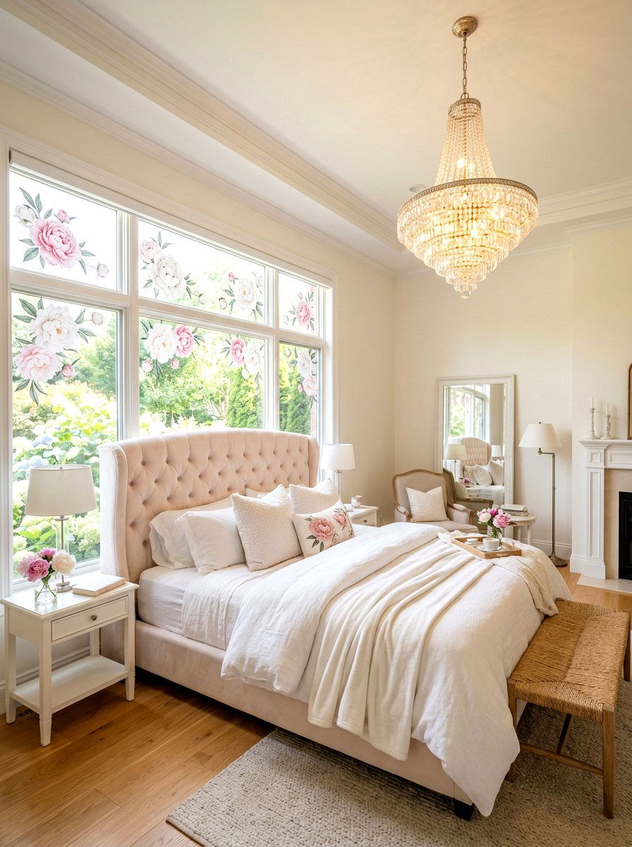 Peony flower window clings - 25 Spring Window Cling Ideas