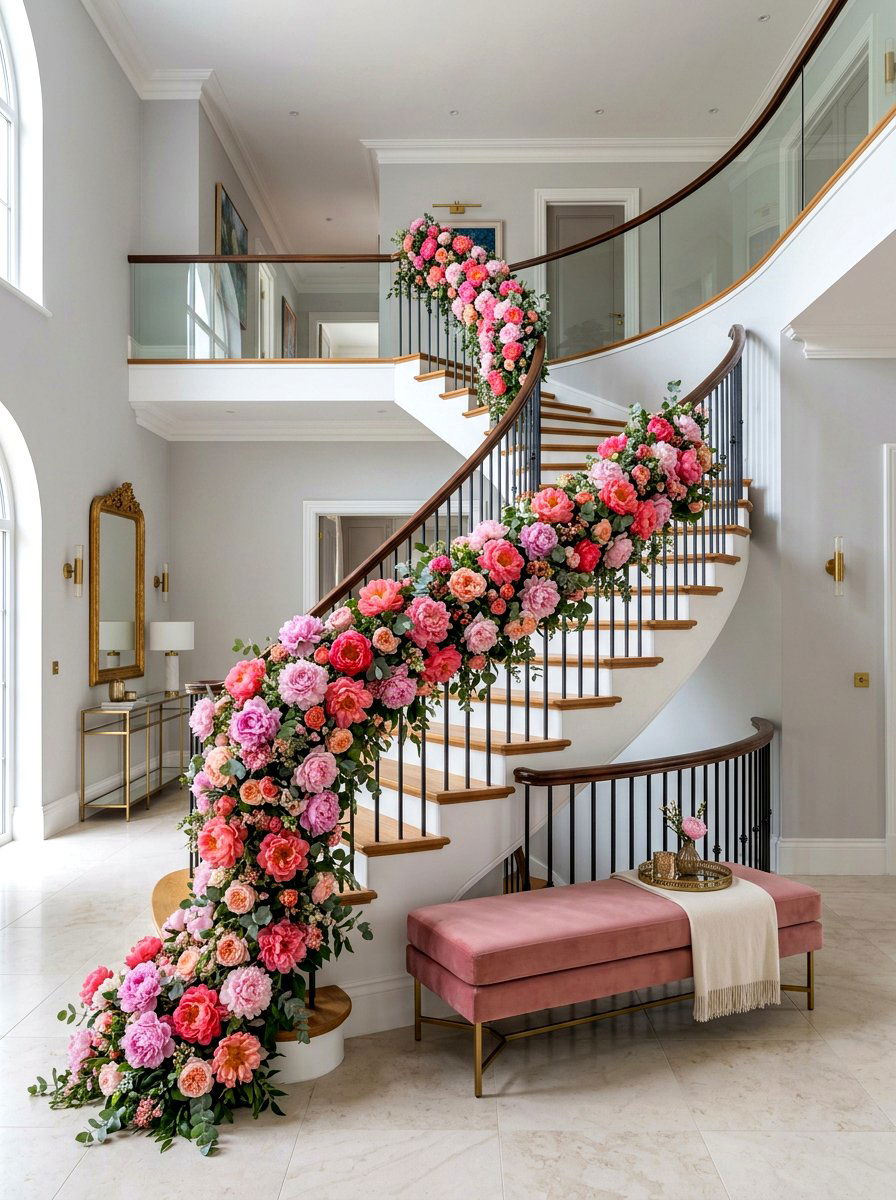 Peony garland - 25 Spring Staircase Garland Ideas