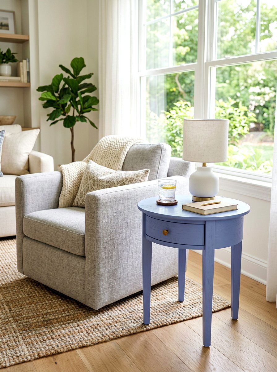 Periwinkle End Table - 25 Spring Chalk Paint Furniture Ideas