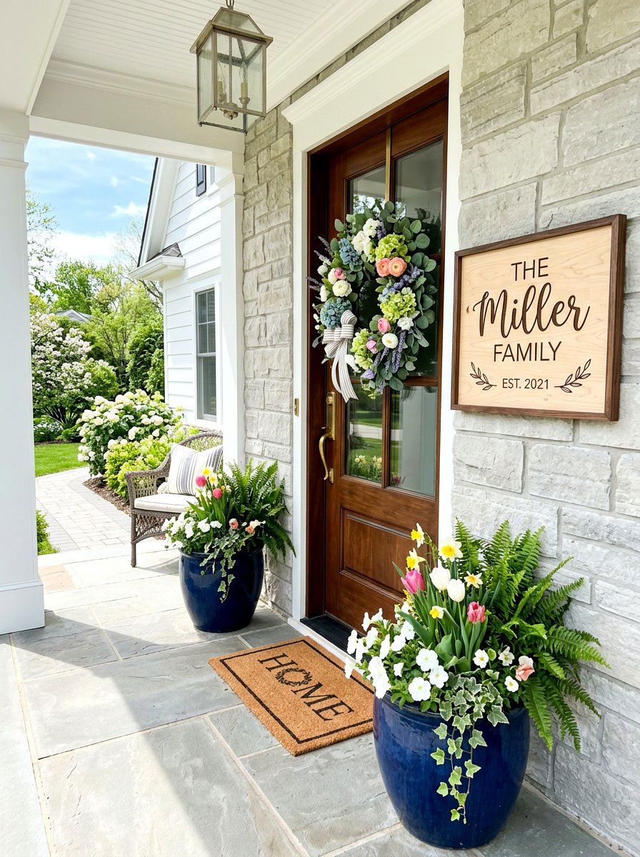 Personalized Family Name Sign - 25 Spring Welcome Sign Ideas