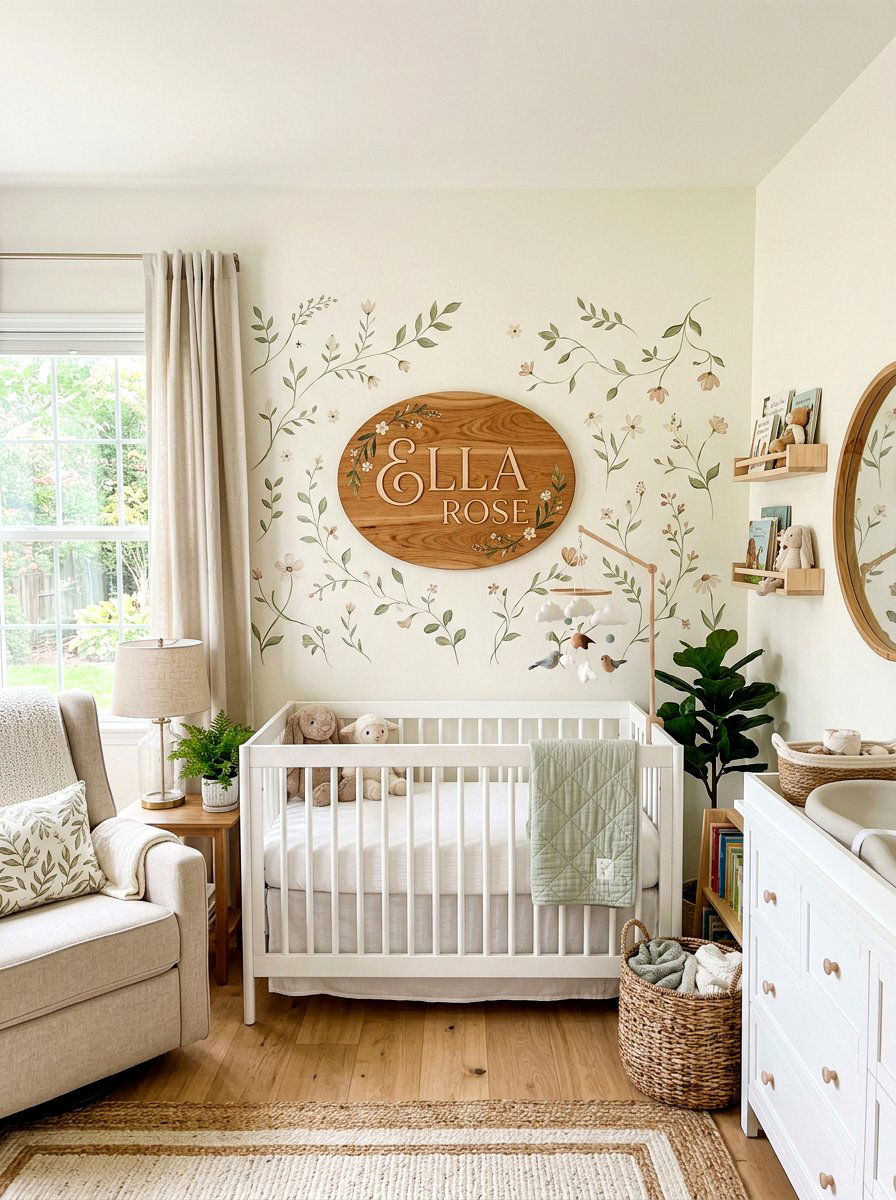 Personalized Wooden Name Sign - 25 Spring Nursery Wall Decor Ideas