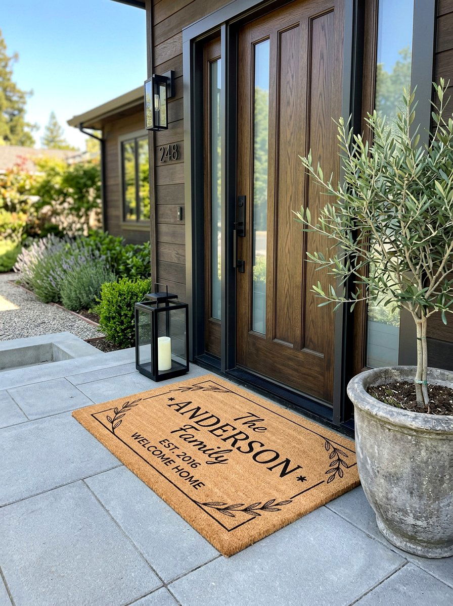 Personalized family name mat - 25 Spring Welcome Mat Ideas