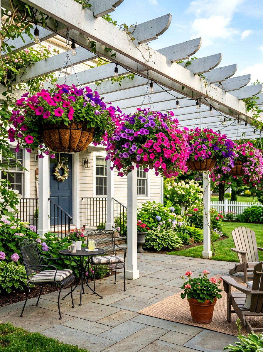 Petunia Hanging Baskets - 25 Spring Patio Planter Arrangement Ideas