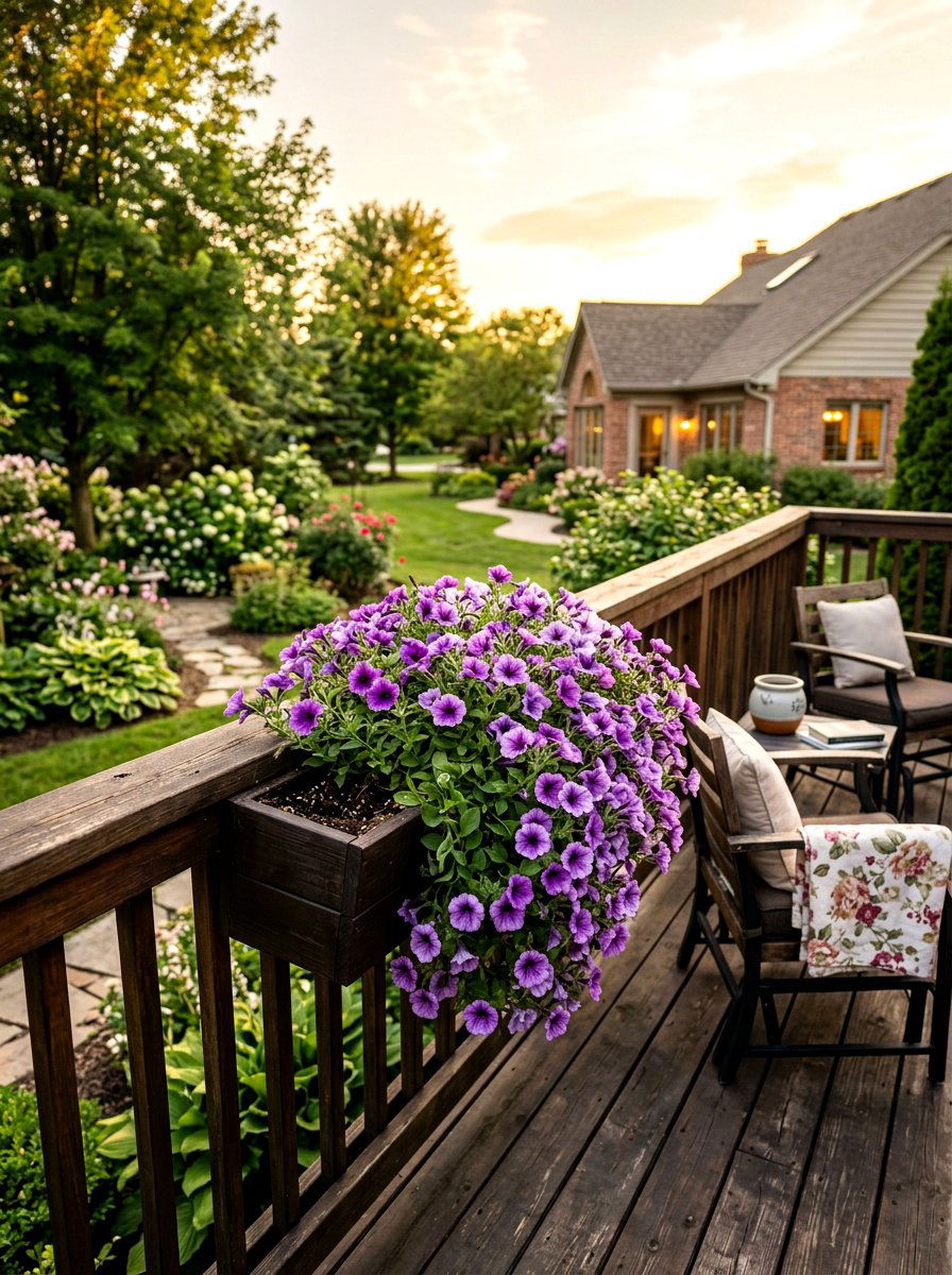 Petunia Planter Box - 25 Spring Flower Box Ideas