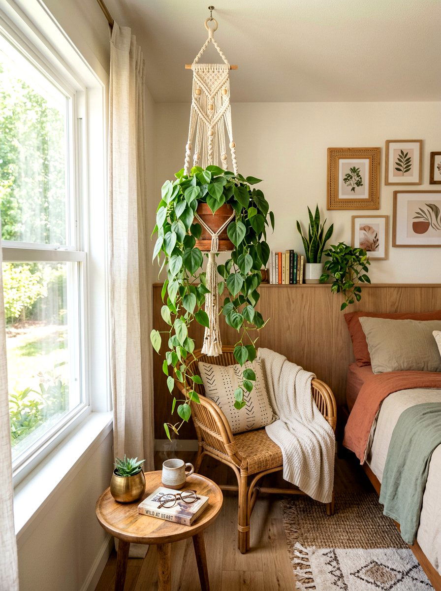 Philodendron Heartleaf Hanging Pot - 25 Spring Bedroom Plant Ideas