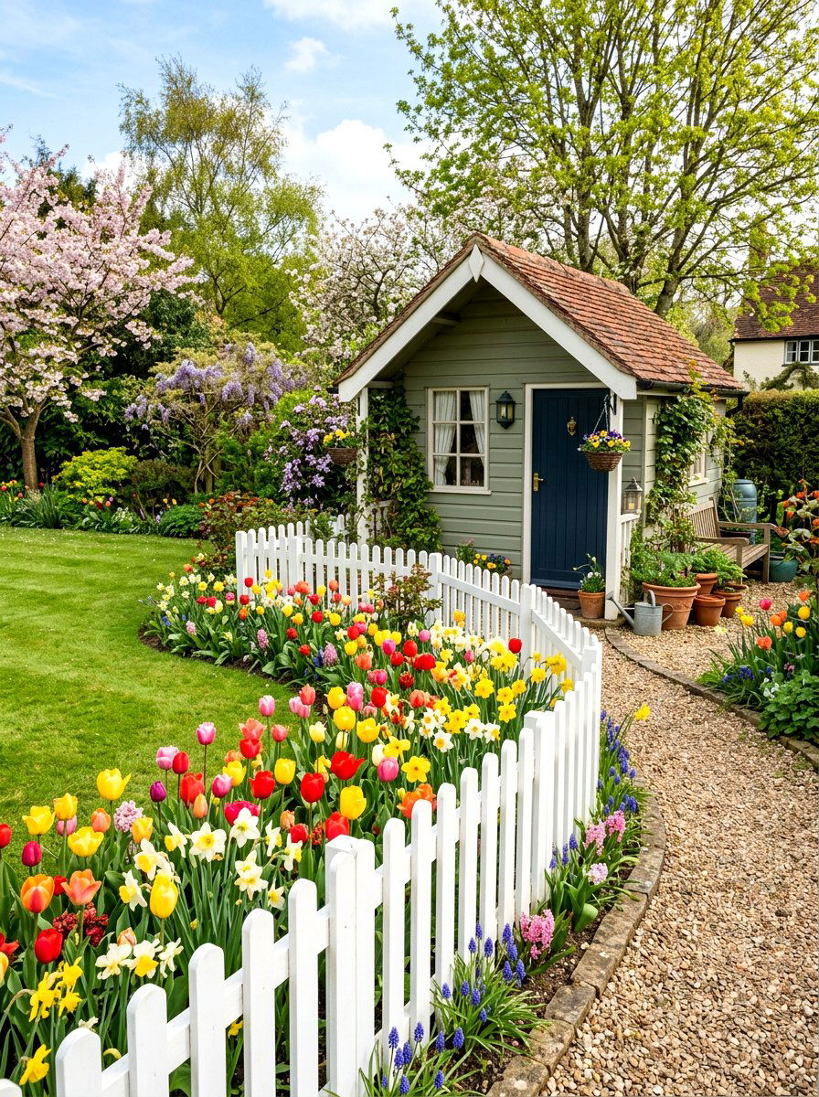 Picket Fence Border - 25 Spring Potting Shed Decor Ideas