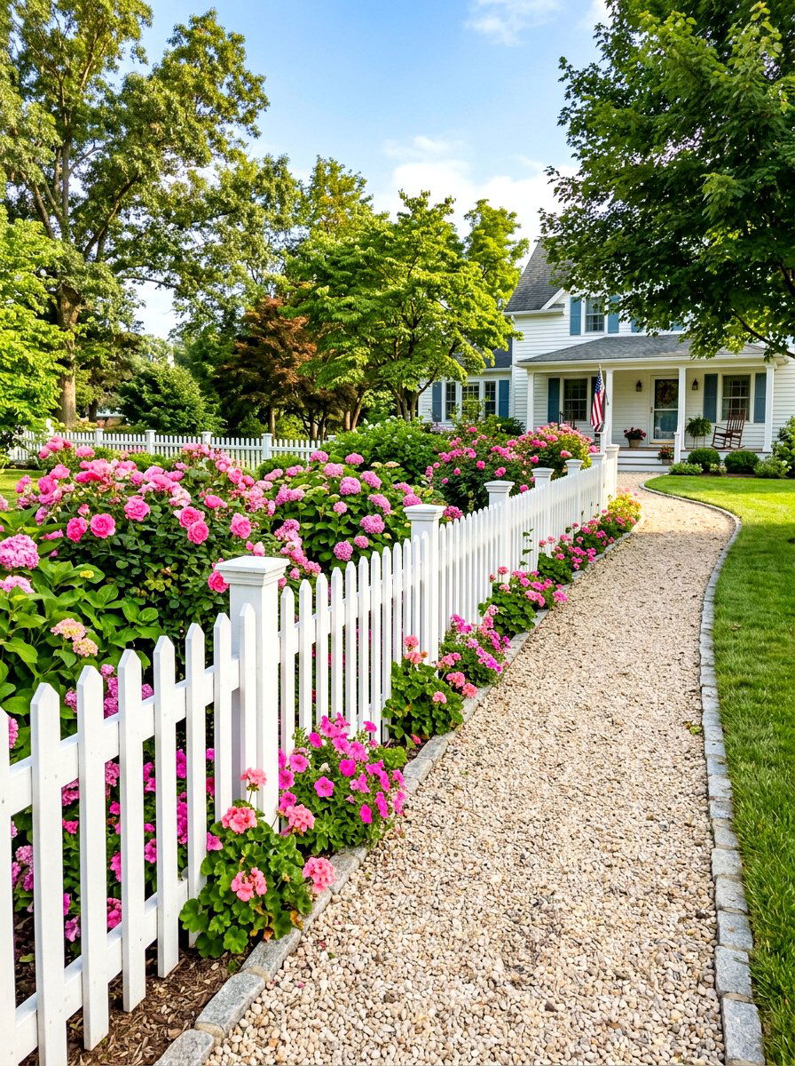 Picket Fence Border Pathway - 25 Spring Garden Pathway Decor Ideas