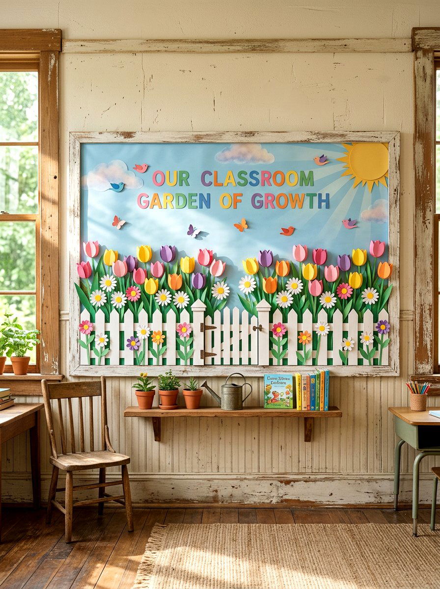 Picket Fence Border - 25 Spring Bulletin Board Ideas