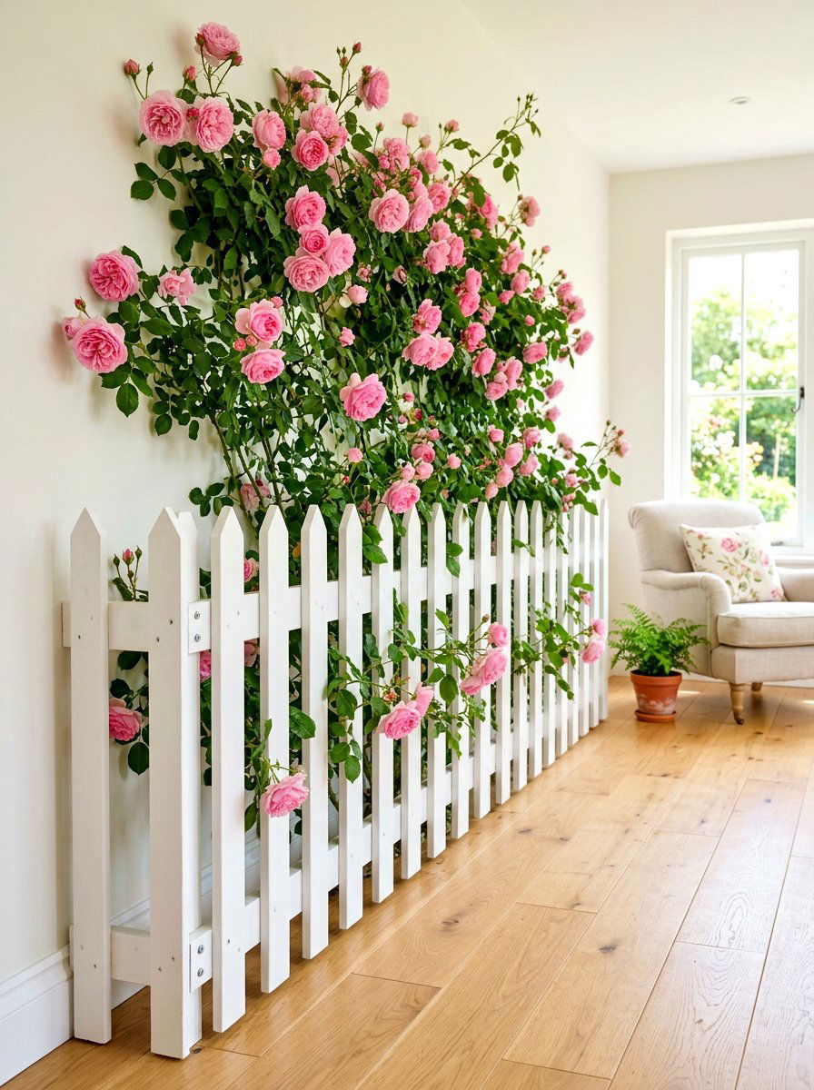 Picket Fence Floral Border - 25 Spring Bridal Shower Decor Ideas